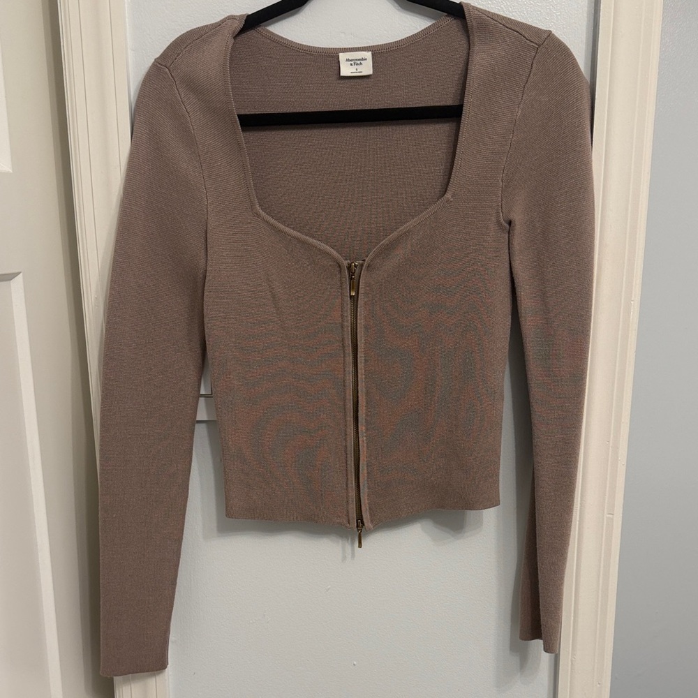 Abercrombie & Fitch Brown Long Sleeve Zip-Up Sweater Shirt